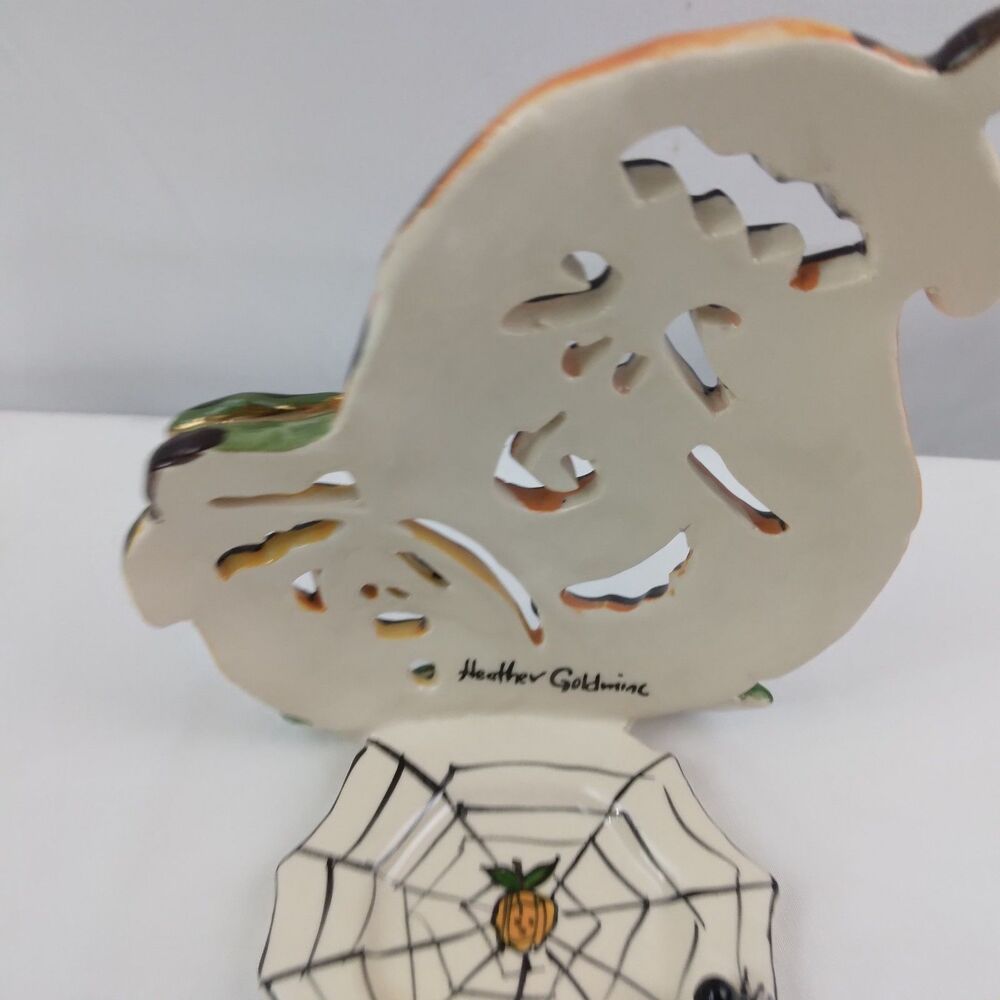 Vtg Blue Sky Heather Goldminc Halloween Tealight Holder Pumpkin Jack O Lantern - Picture 5 of 8